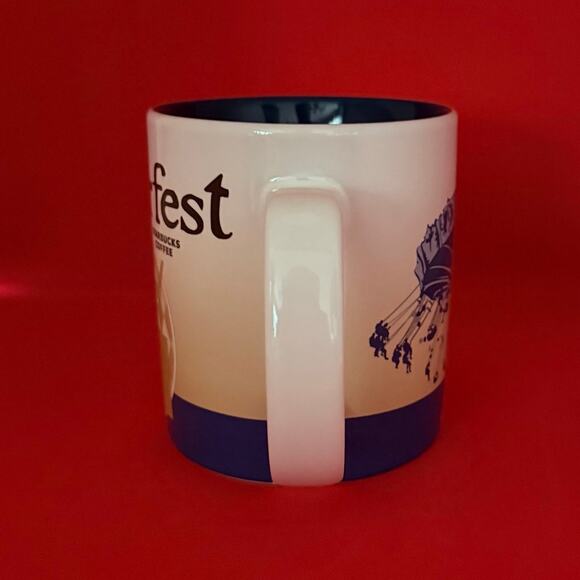 Starbucks Oktoberfest Munchen Coffee Mug Global Icon 2015 Tan Blue EUC 16 Oz. - Picture 2 of 9